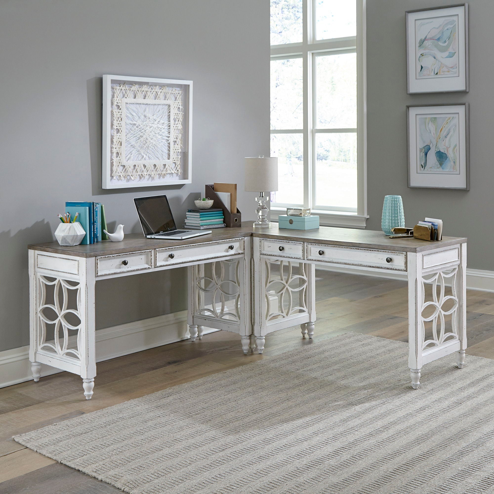 Liberty Furniture Magnolia Manor - L Shaped Desk Set | Meri Furniture