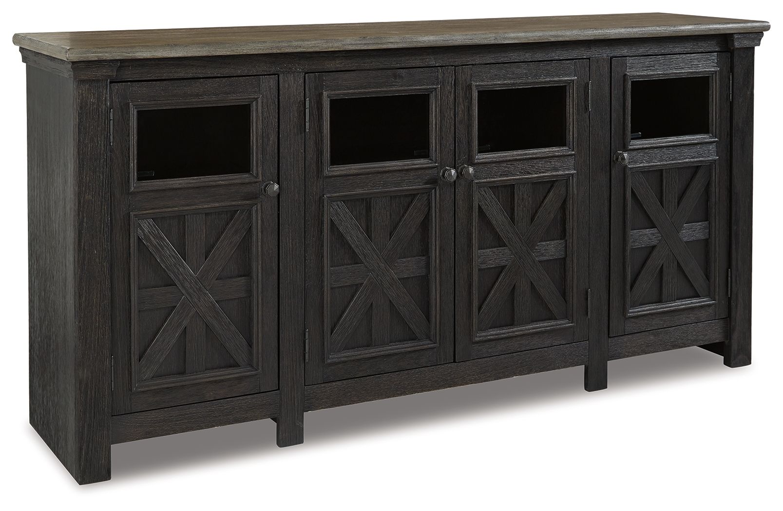 Tyler Creek - Extra Large TV Stand - Black / Gray
