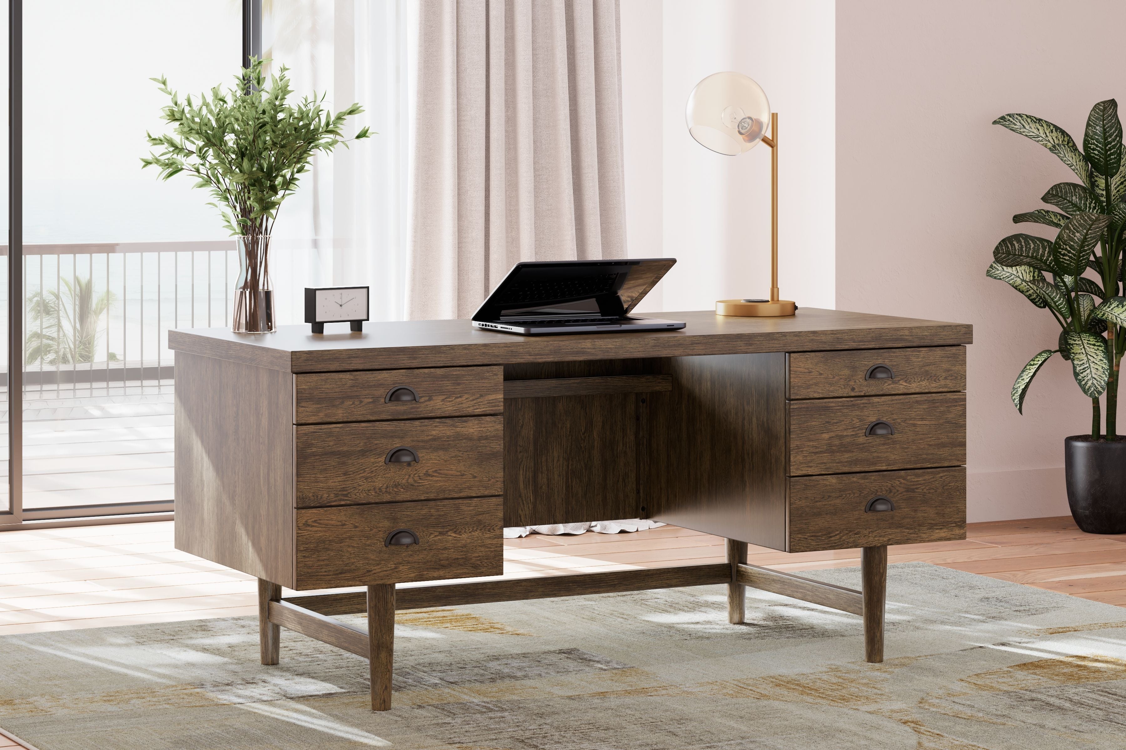 Signature Design by Ashley® Austanny - Warm Brown - Home Office Desk | Meri Furniture