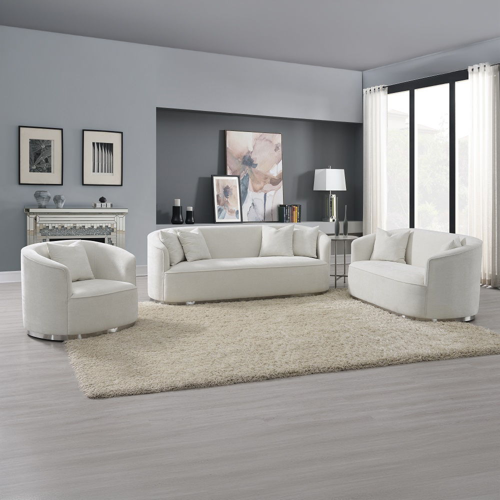 Odette - Sofa With 4 Pillows - Beige Chenille