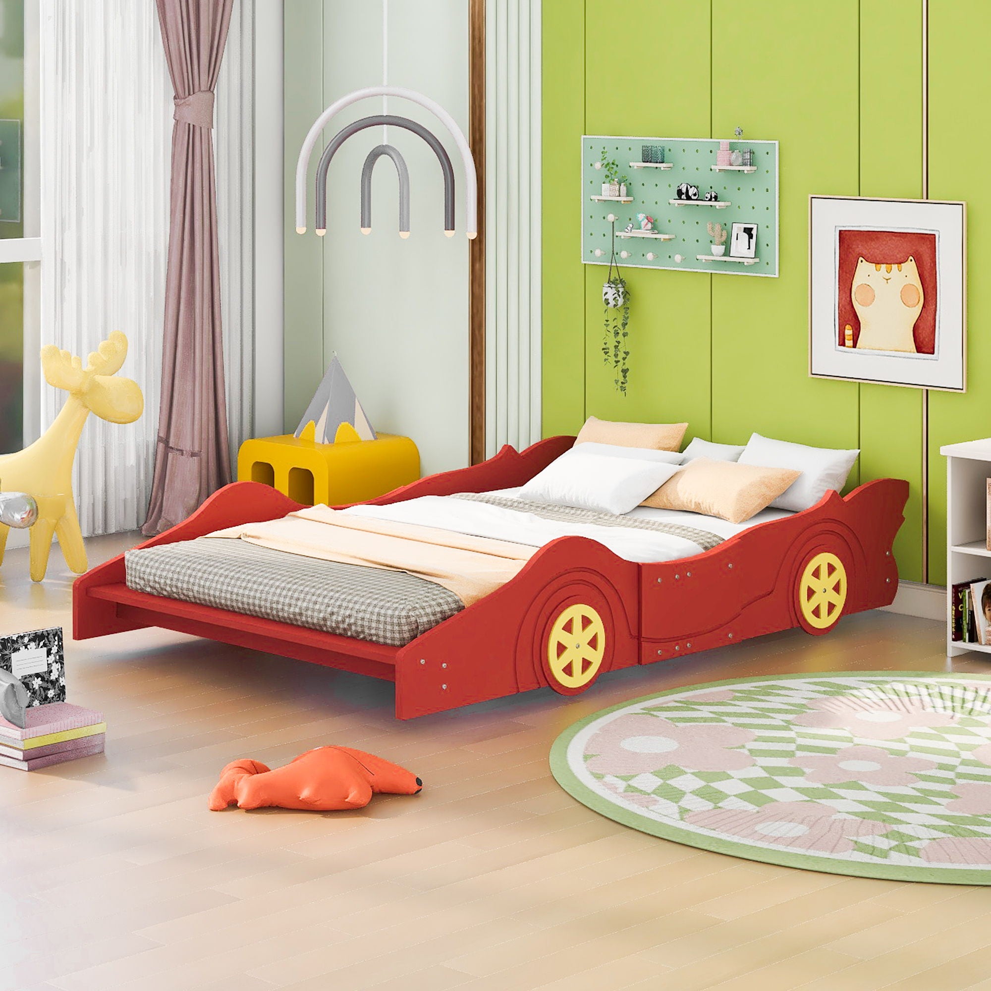Race Car Shaped Platform Bed & Wheels