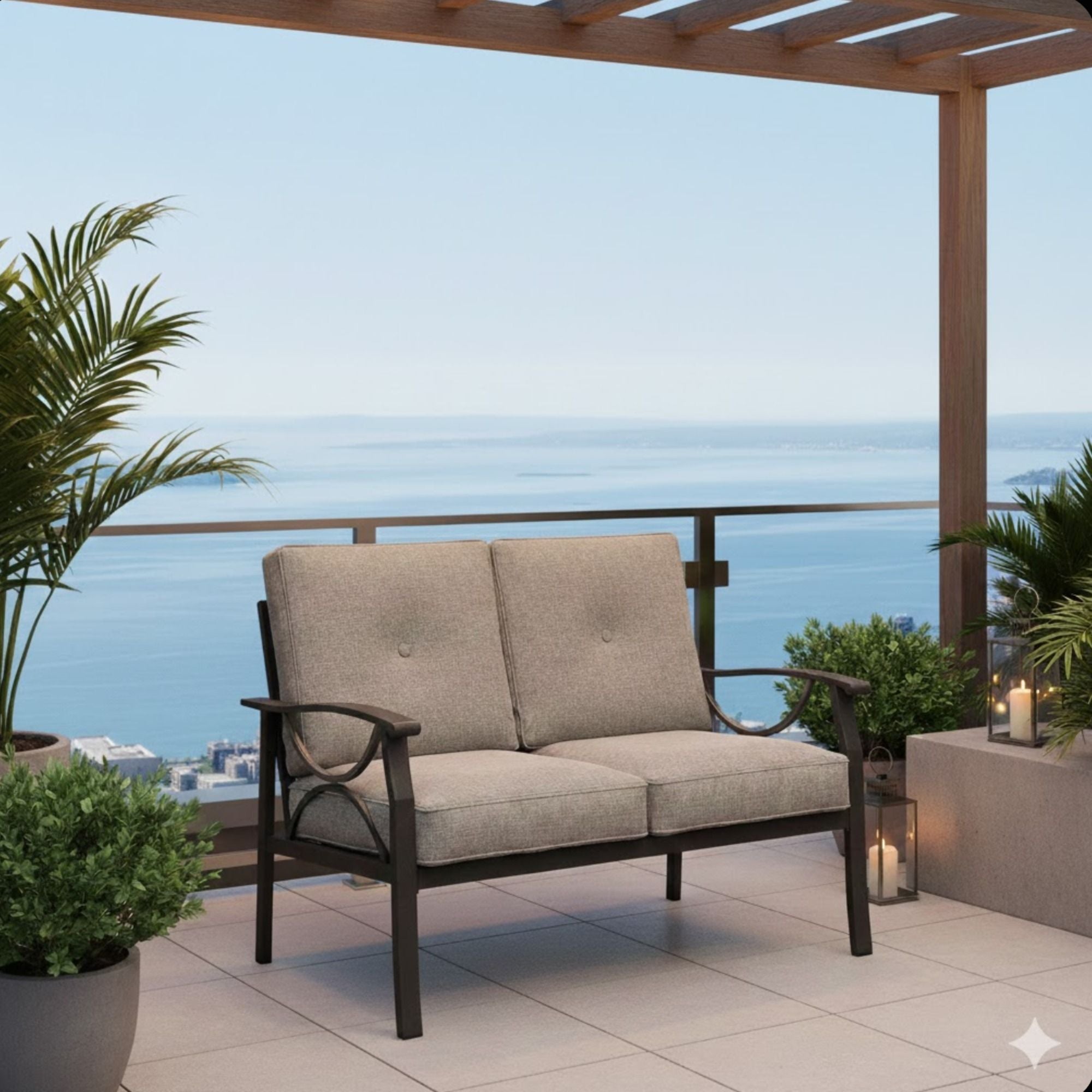 All-Weather Loveseat 2 Seats Sofa With Cushions