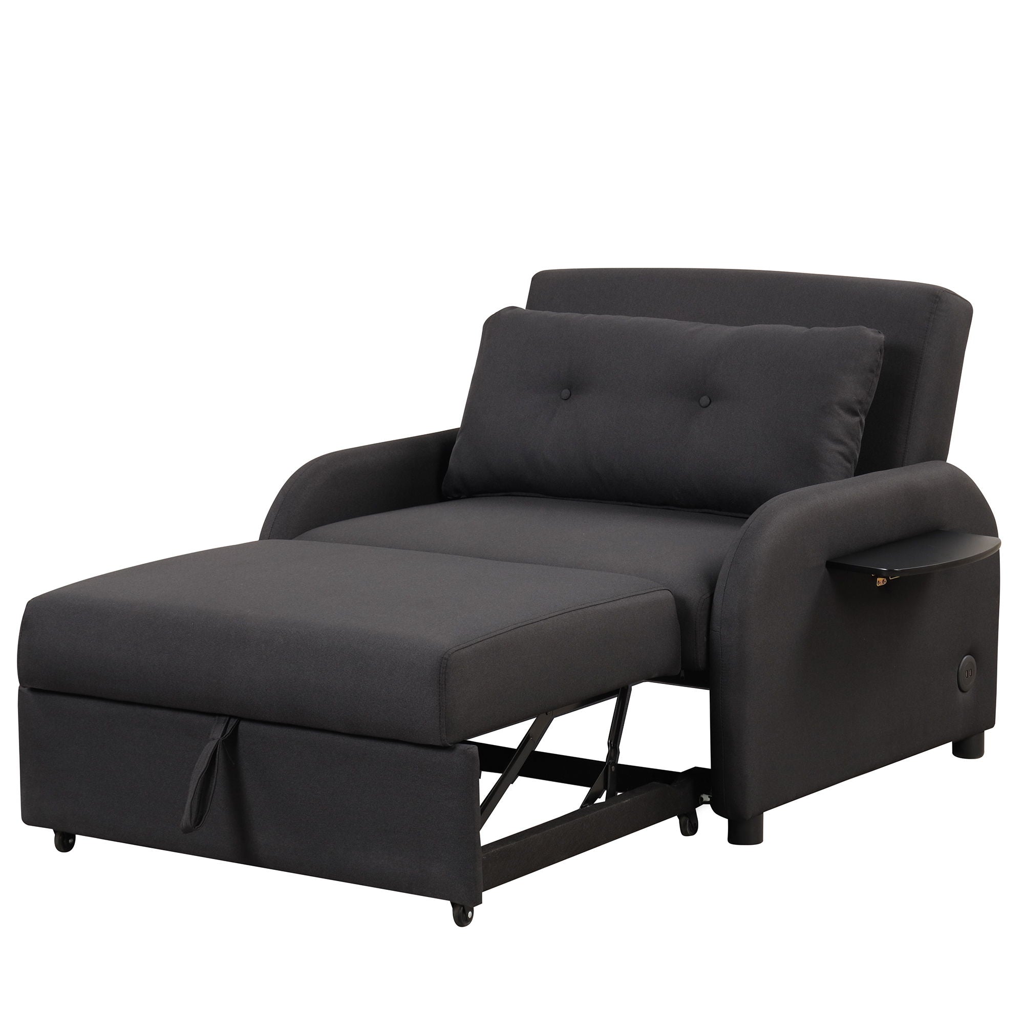 Versatile Pull Out Sofa Sleeper 3 In 1 With Wing Table & USB Charge, Compact Design