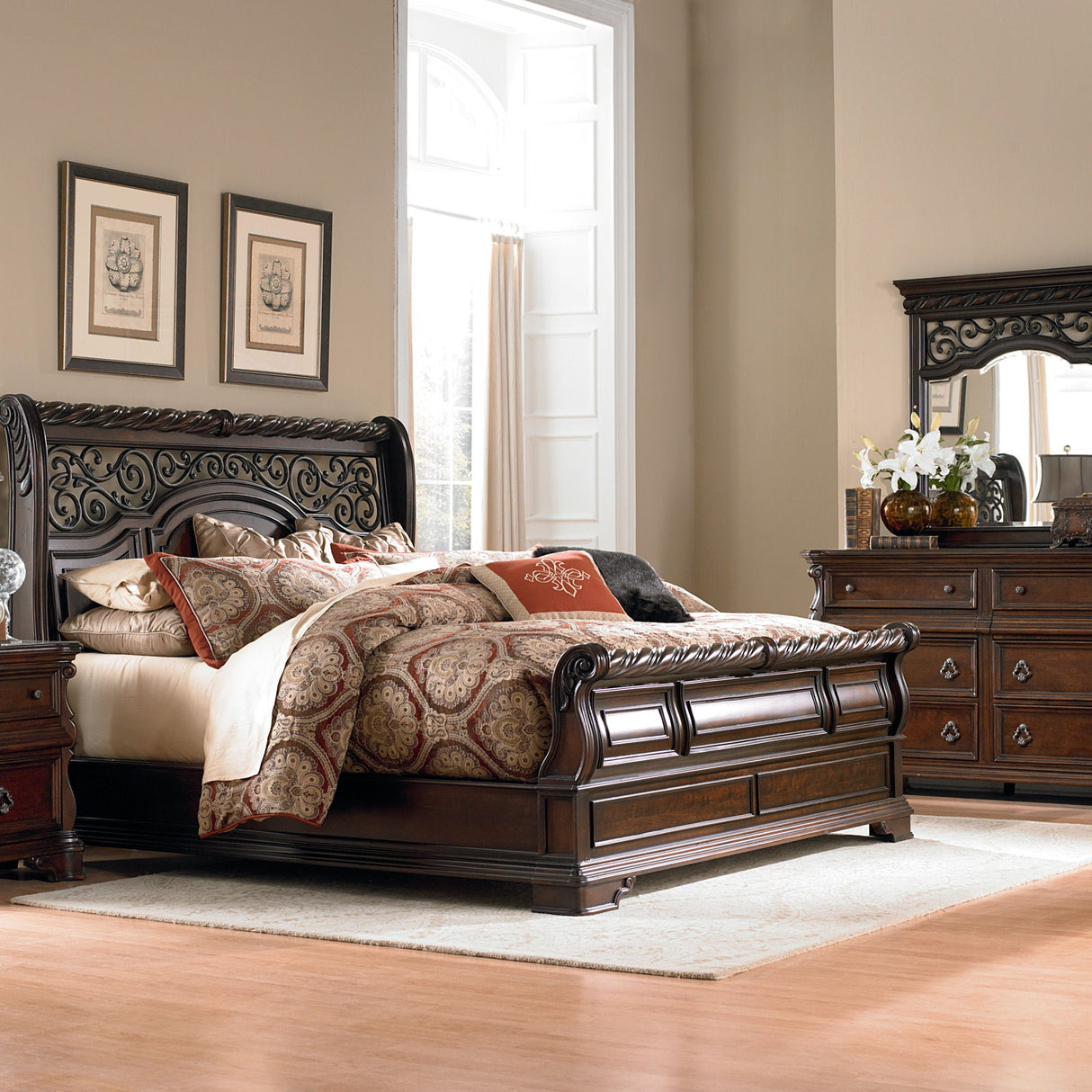 Arbor Place - Sleigh Bed, Dresser & Mirror