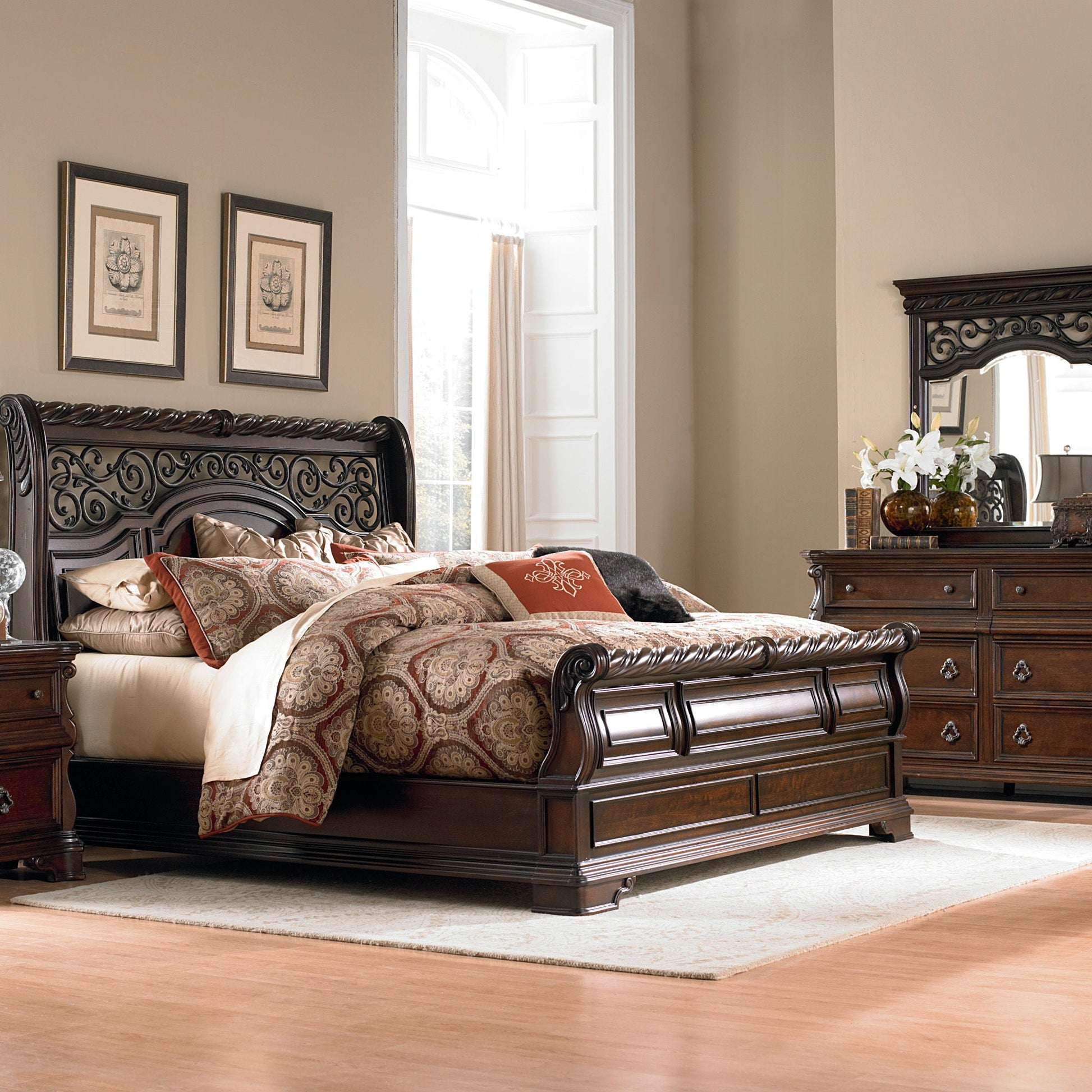 Liberty Furniture Arbor Place - Sleigh Bed, Dresser & Mirror | Meri Furniture