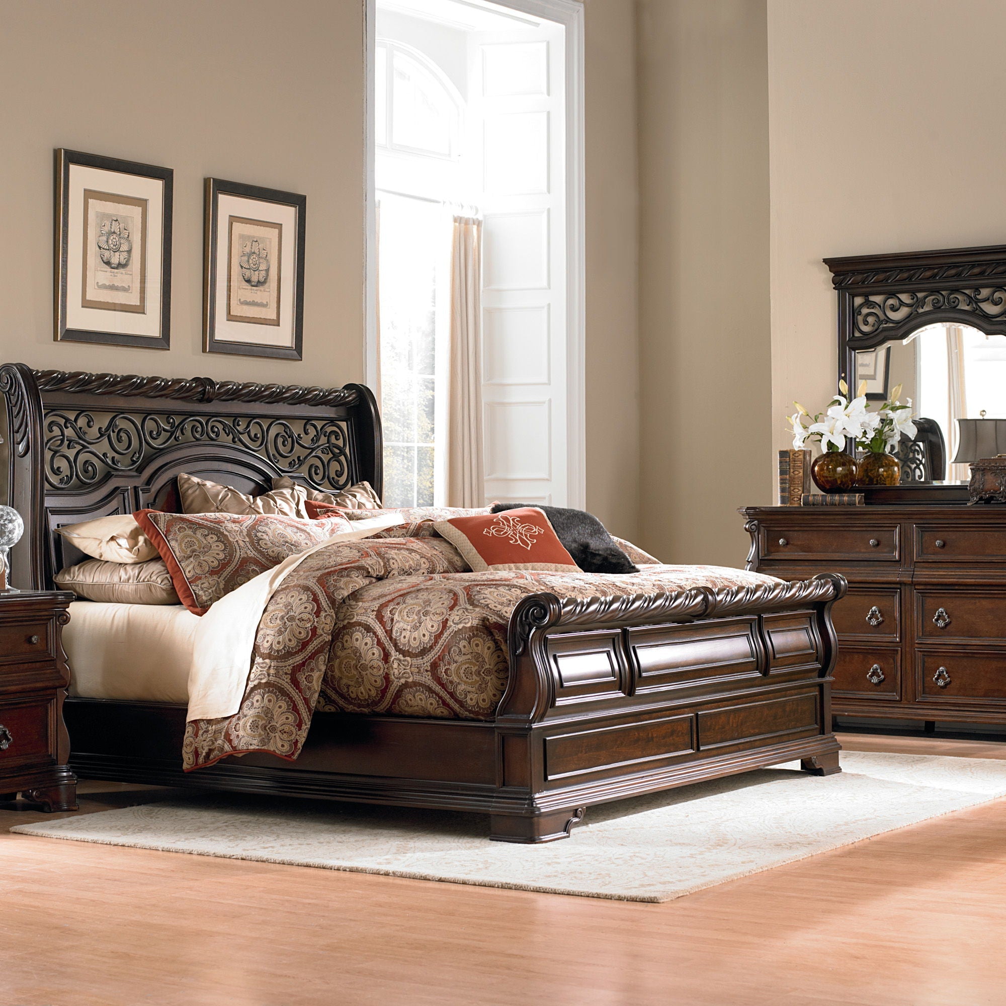 Liberty Furniture Arbor Place - Sleigh Bed, Dresser & Mirror | Meri Furniture