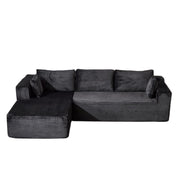 Compression Sectional Couch With Comfy Chaise, Boneless L Shape Sofa With Deep Seat