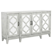 Coaster Fine Furniture Mckellen - 4 Door Wood Trellis Accent Cabinet - Distressed White | Meri Furniture