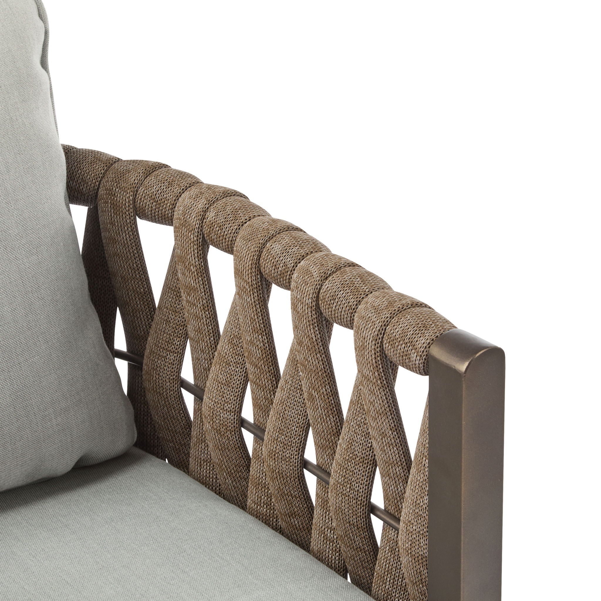 2 Pieces Outdoor Metal Patio Club Chair, Patio Furniture Arm Chair With Cushion, Modern Outdoor Furniture Deep Seating For Porch, Garden, Backyard, Balcony - Brown / Light Gray