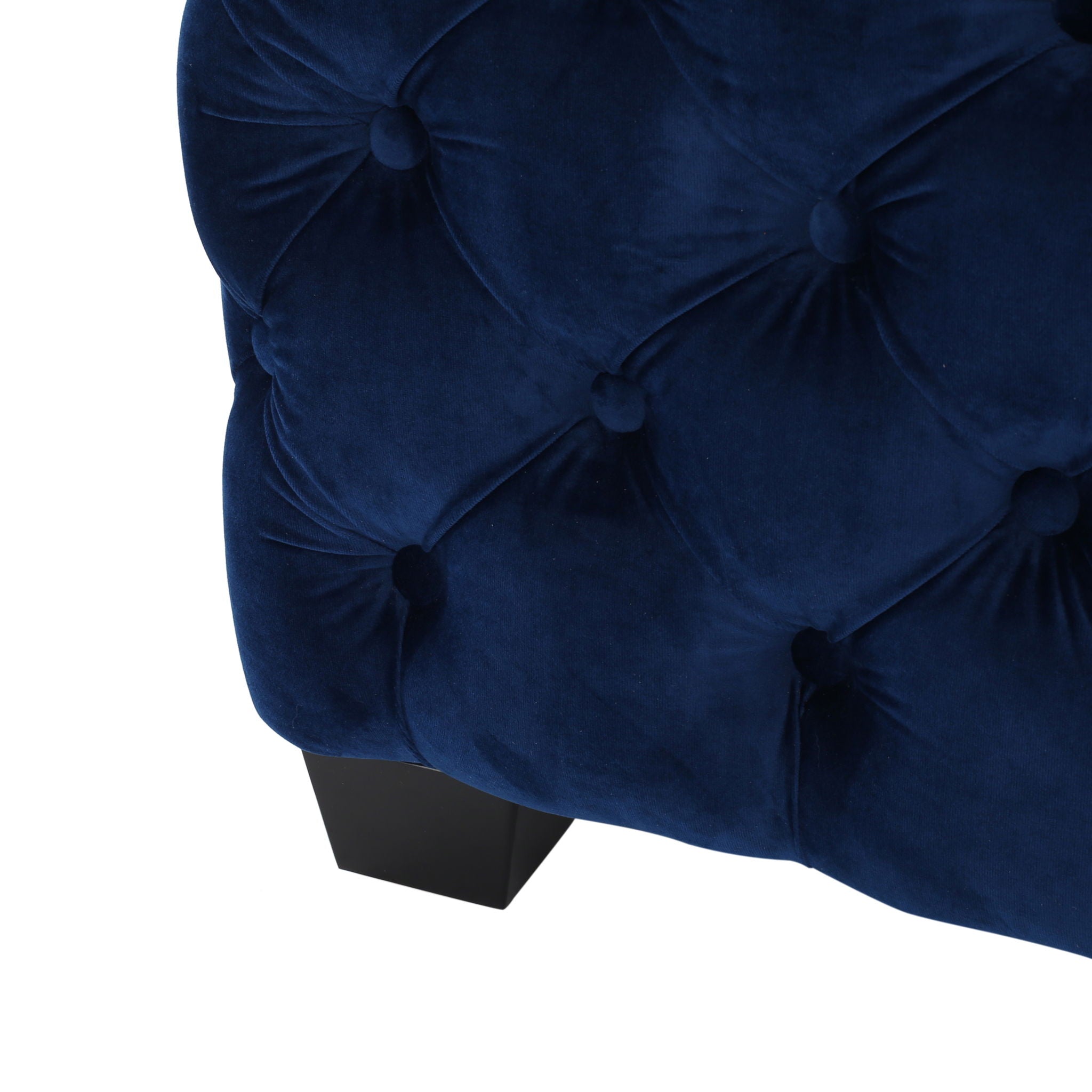 Modern Glam Ottoman With Velvet Upholstery And Button Tufted Design