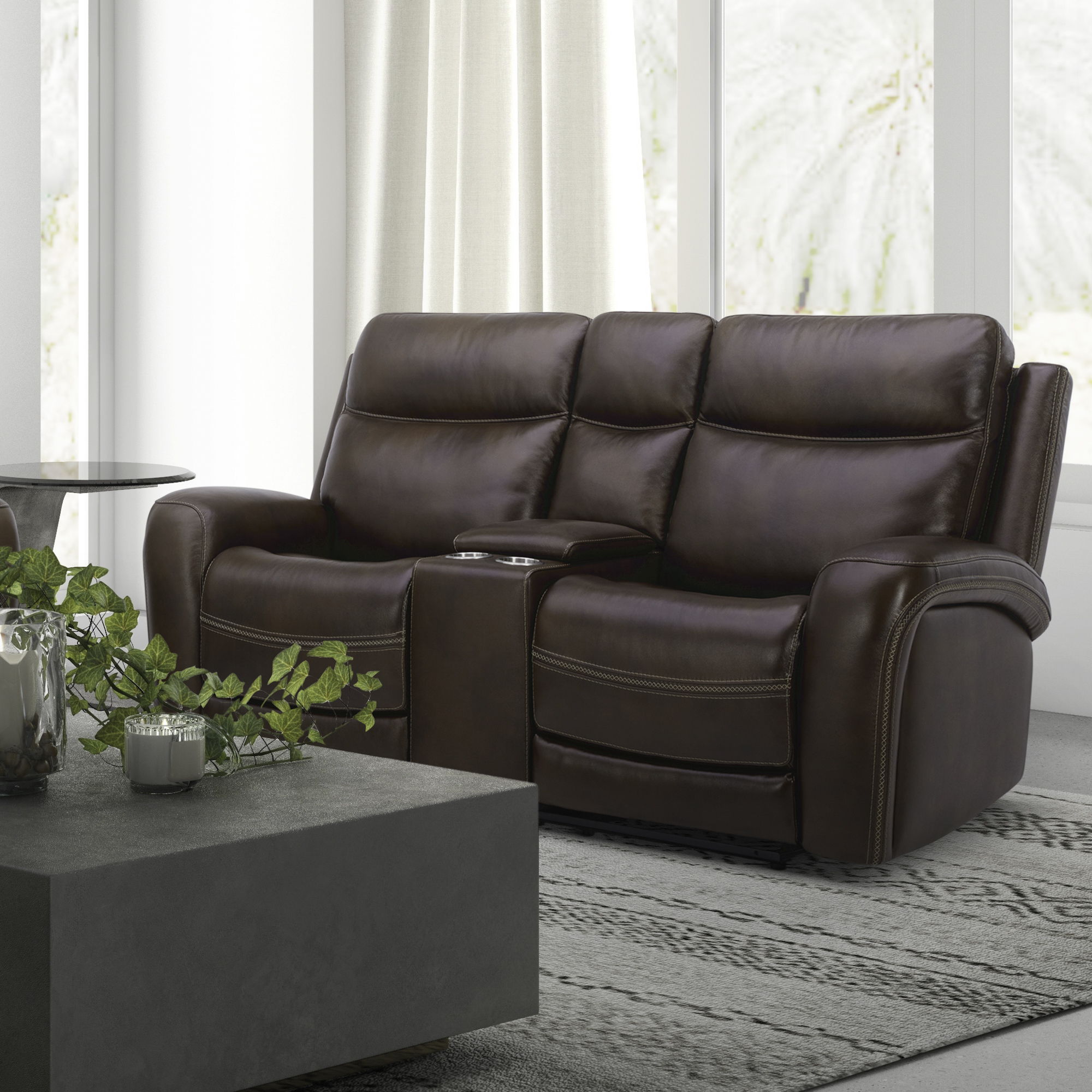 Liberty Furniture Blair - Loveseat With Console P2 & ZG - Cognac | Meri Furniture