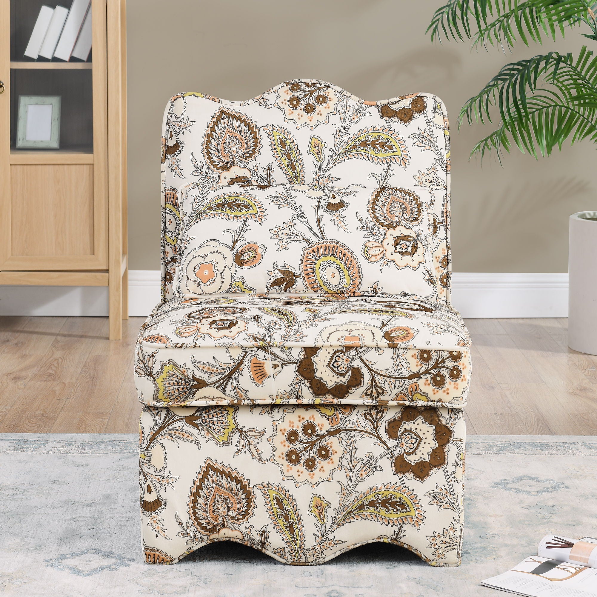 Stylish Flannel Dining Chair With Soft Cushion And Backrest