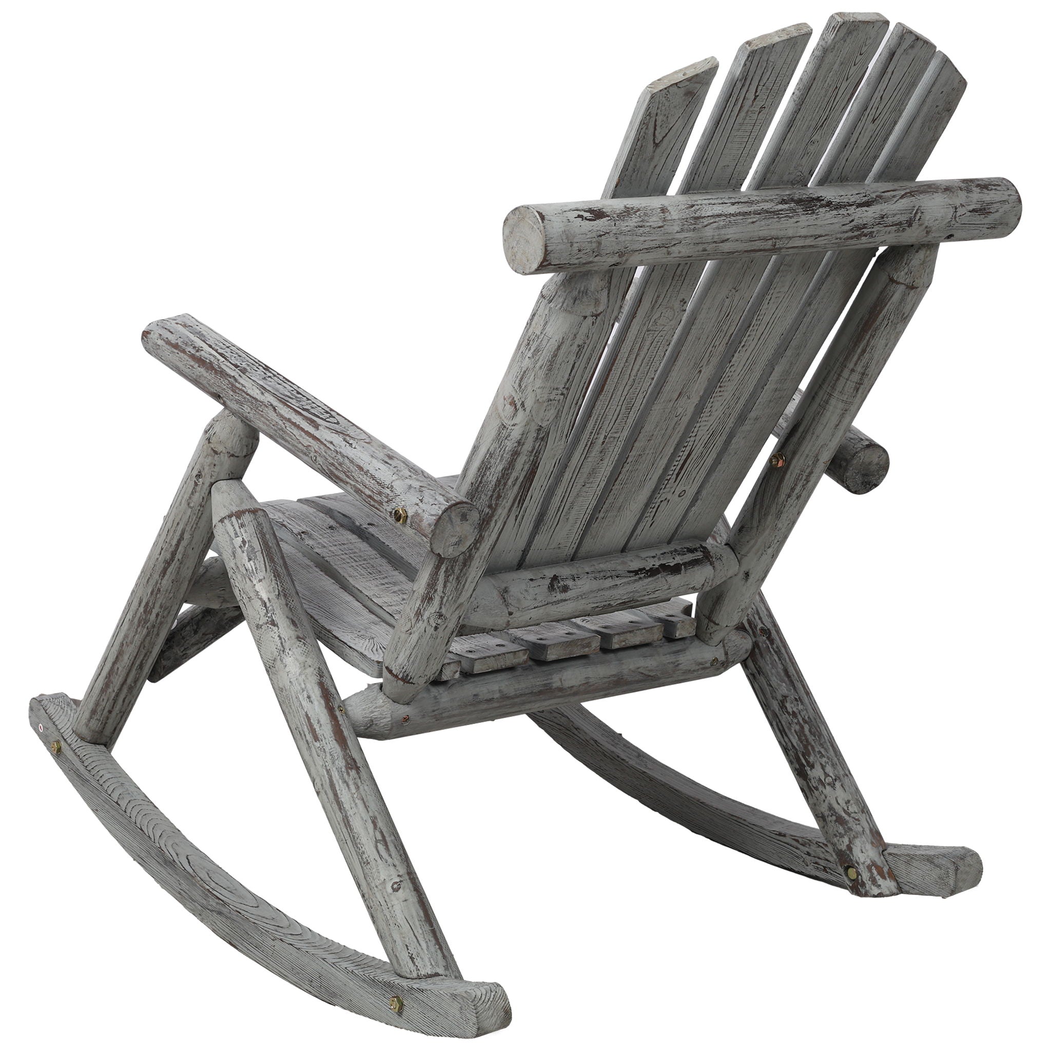 Durable Wooden Porch Rocker, Fir Log Rocking Chair
