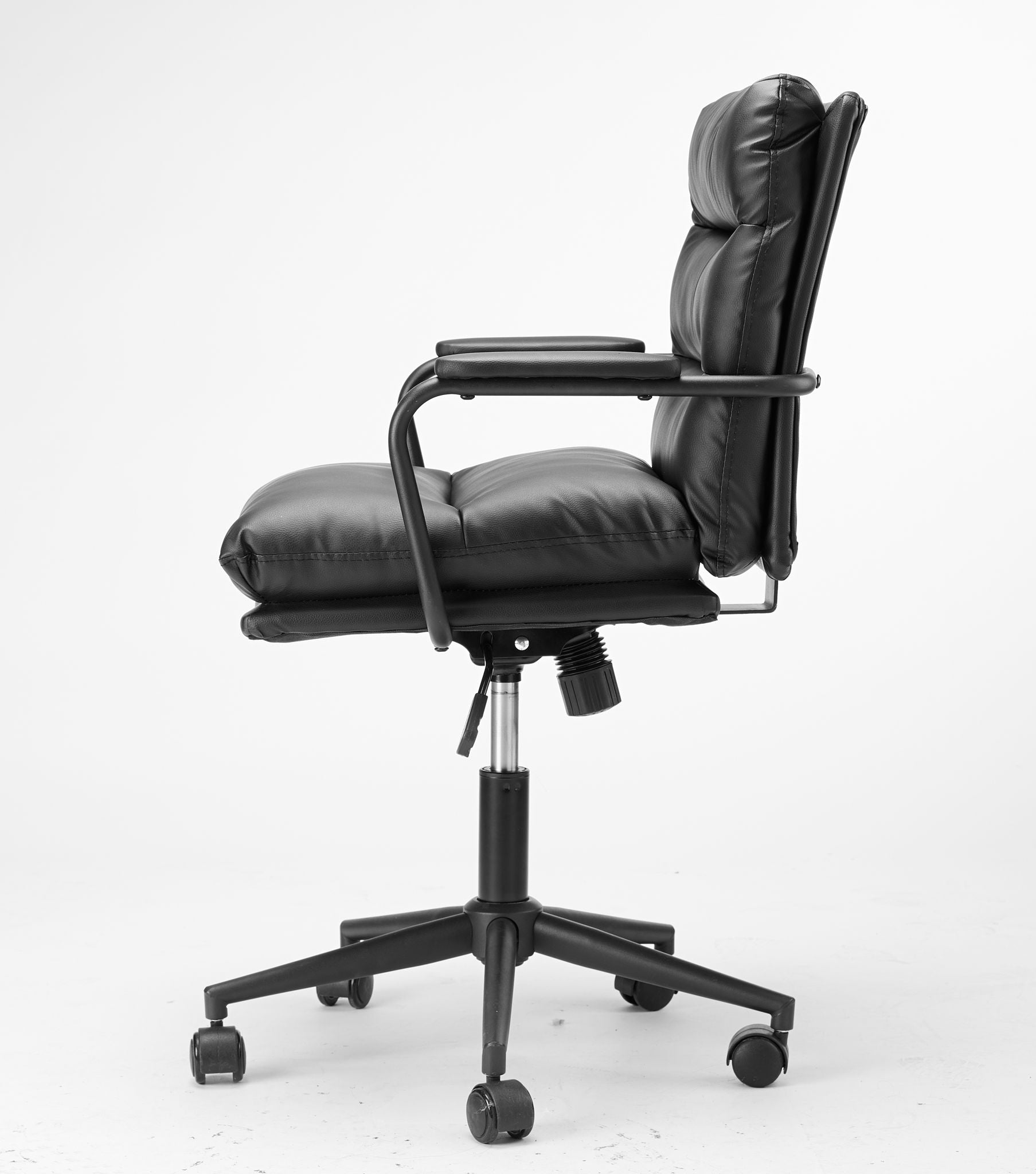 Office Chair Mid Back Desk Chair Modern Excutive Office Chair With Arms And Wheels For Home Office - Black