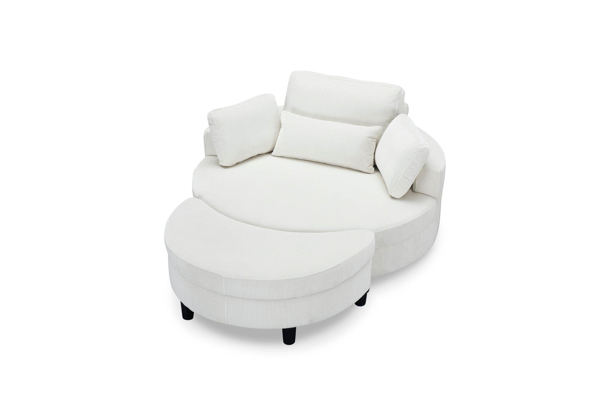 Corduroy Sofa With Two Throw Pillows And A Waist Pillow With An Extra Tray For Comfortable Seating In Small Apartment Bedrooms