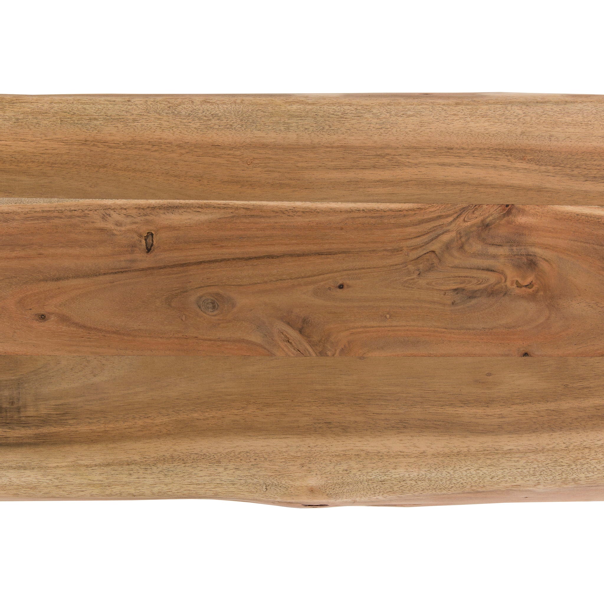 Farmhouse Design Acacia Wood Dining Bench With X Shaped Metal Legs - Brown / Chrome