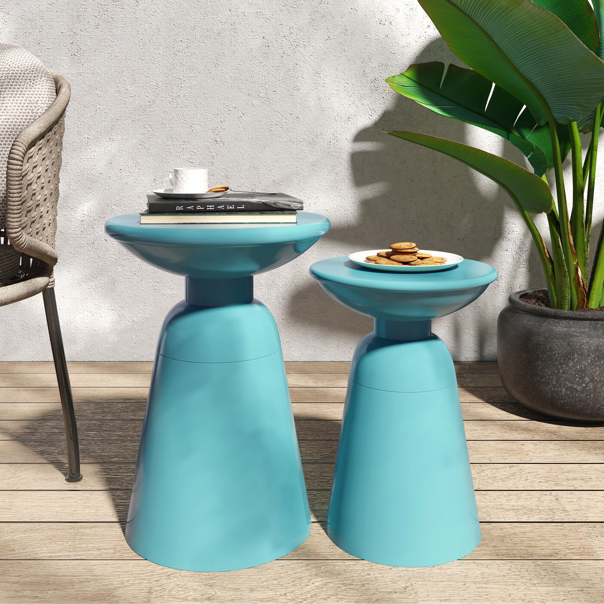 Serenita - Outdoor Side Tables With Flared Design (Set of 2)