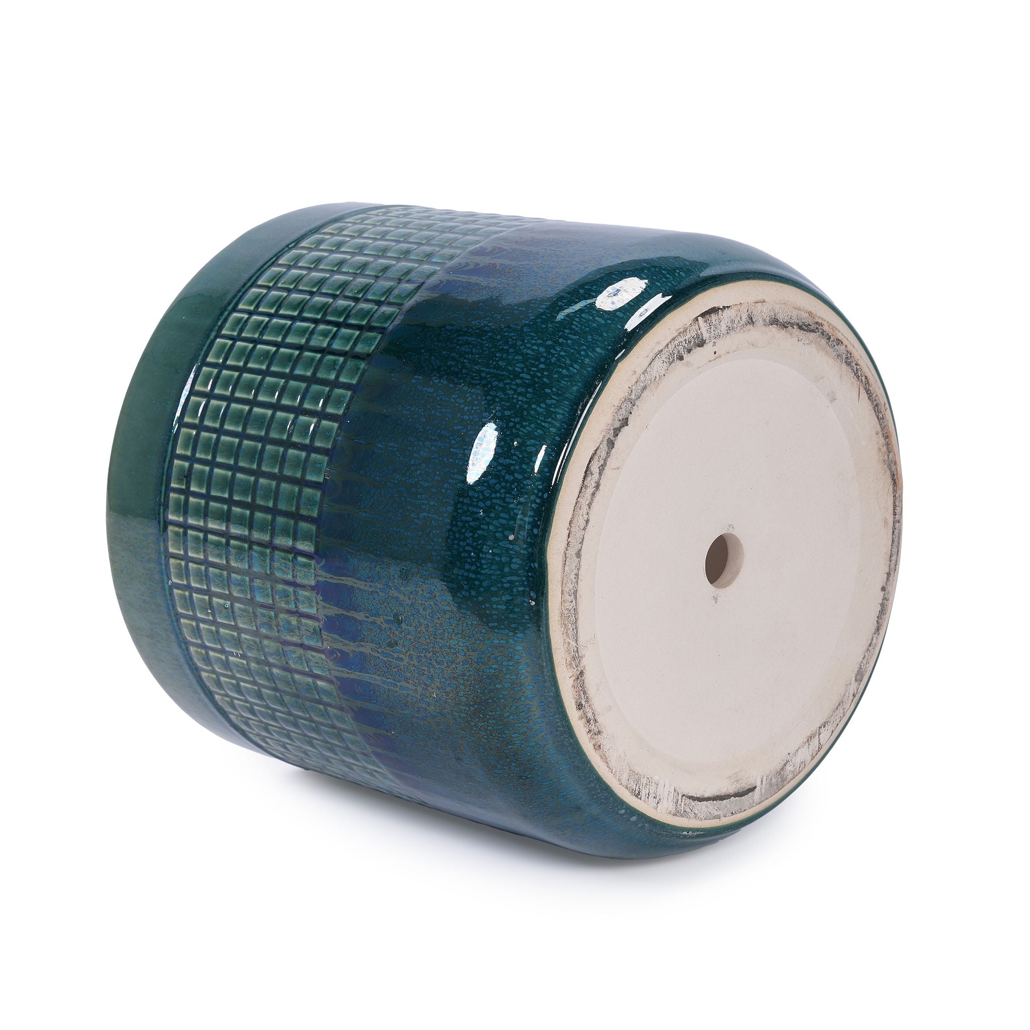 Grid Flowerpot (Set of 3), Planter For Patio, Garden, Windowsill - Blue / Green