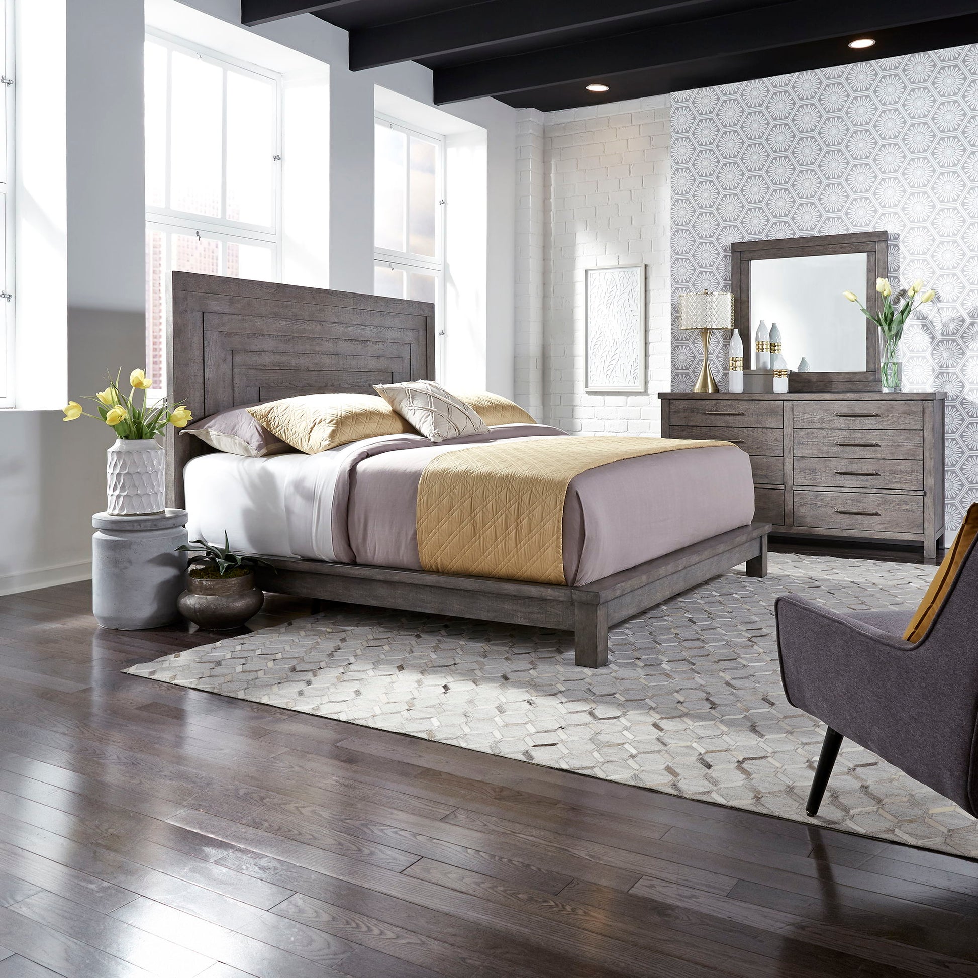 Liberty Furniture Modern Farmhouse - Platform Bed, Dresser & Mirror | Meri Furniture