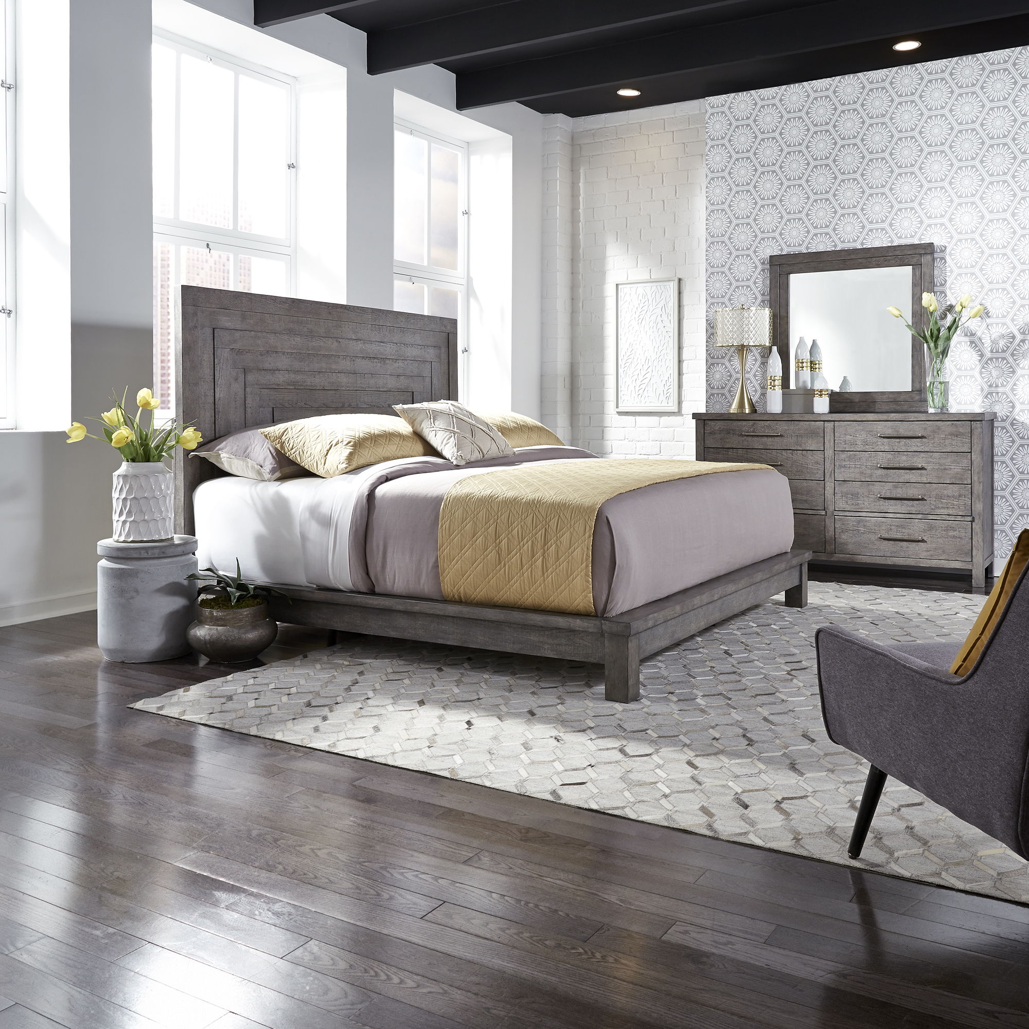 Liberty Furniture Modern Farmhouse - Platform Bed, Dresser & Mirror | Meri Furniture