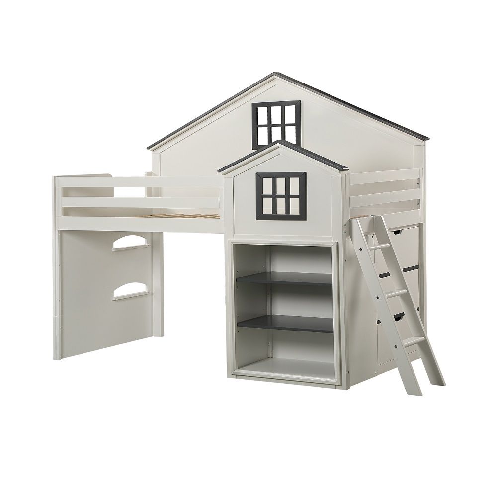 ACME Ratana - Loft Bed - Gray & White | Meri Furniture