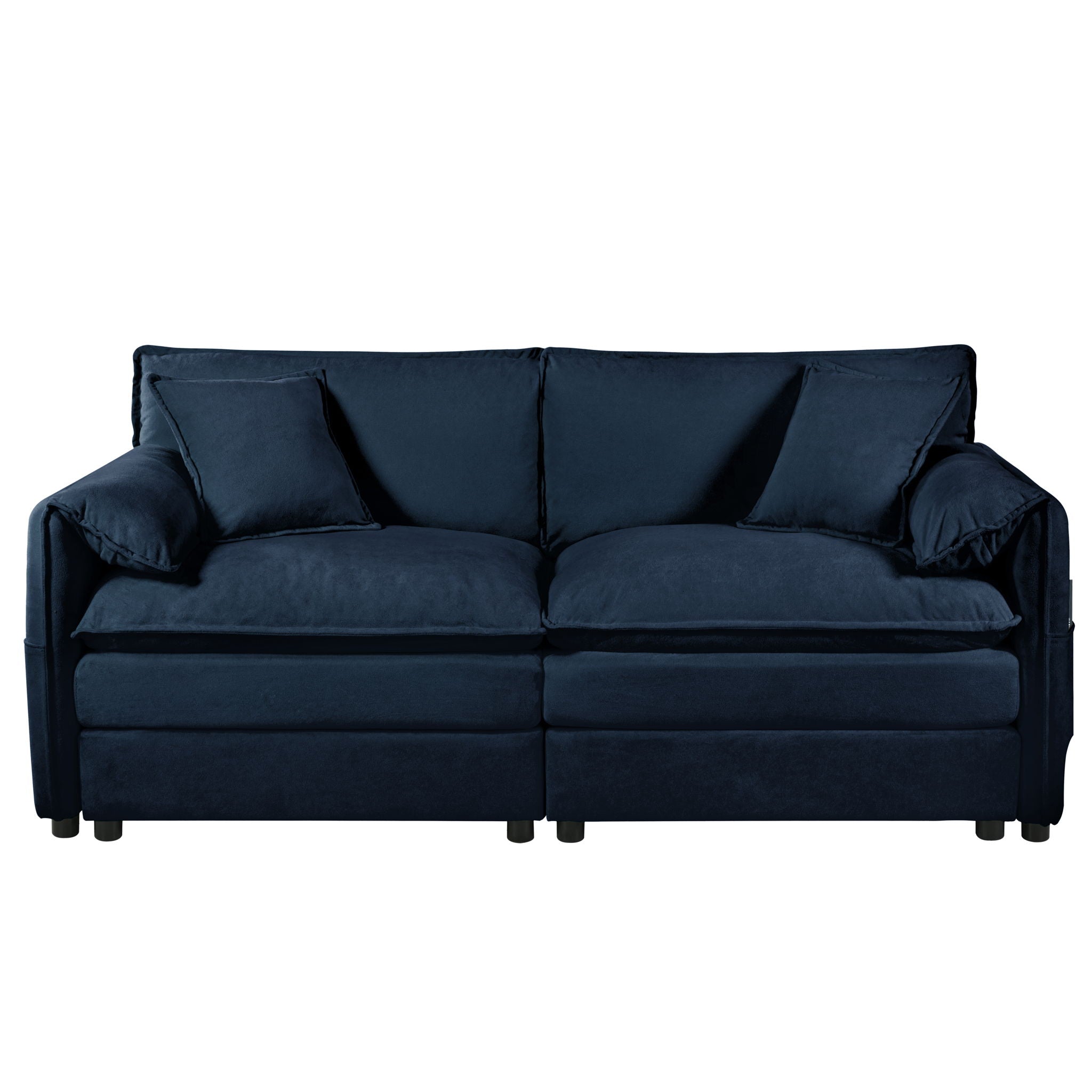 Modern Upholstered Chenille Loveseat And Armchair Set With Pillows