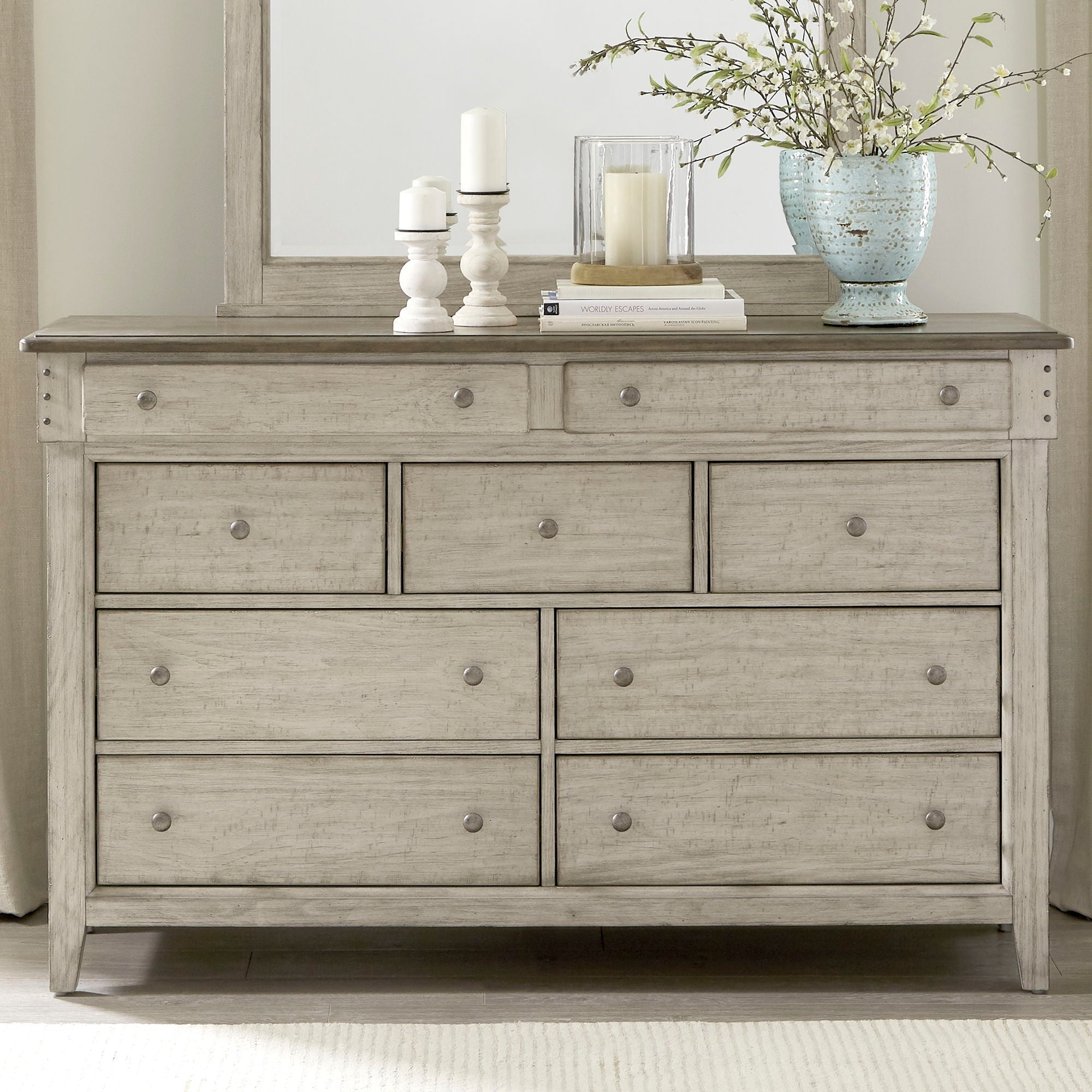 Liberty Furniture Ivy Hollow - 9 Drawer Dresser - White | Meri Furniture