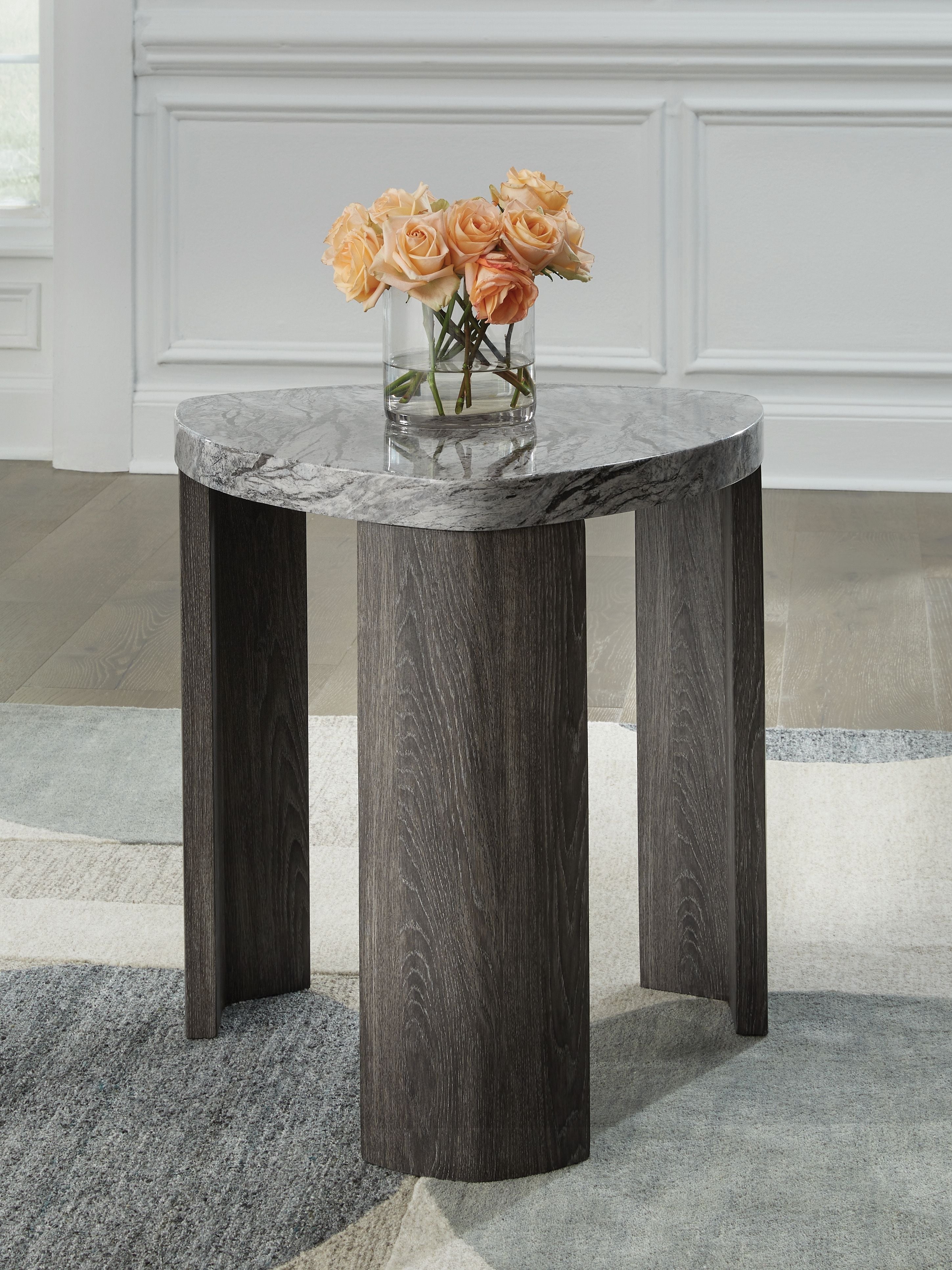 Signature Design by Ashley® Surmour - Gray / Brown - Triangle End Table | Meri Furniture