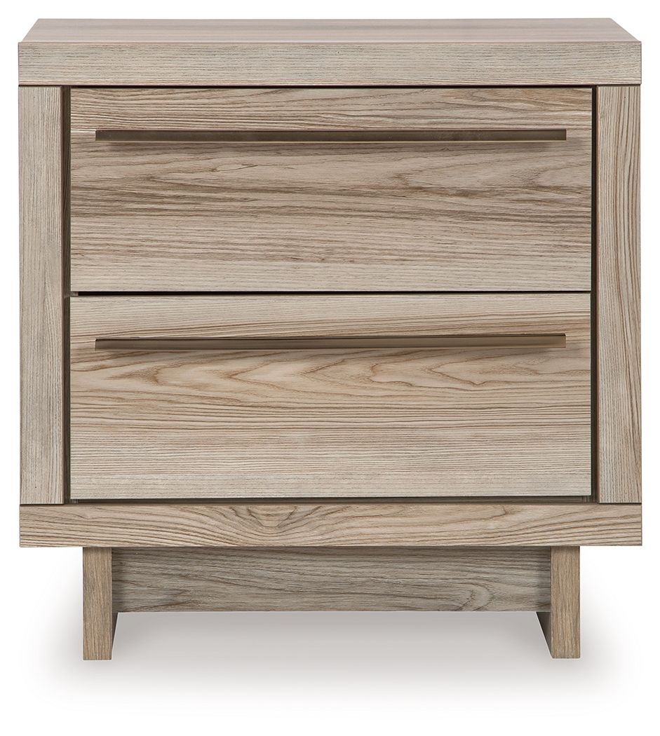 Signature Design by Ashley® Hasbrick - Tan - Two Drawer Night Stand | Meri Furniture
