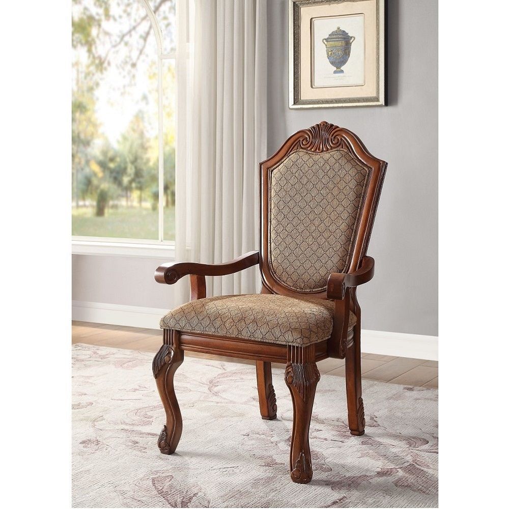 ACME Chateau De Ville - Chair (Set of 2) - Fabric & Cherry | Meri Furniture