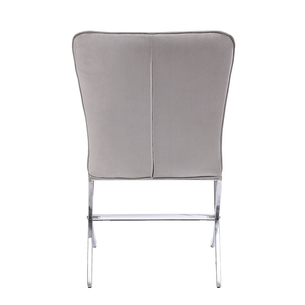 Daire - Side Chair Set of 2) - Light Gray Velvet & Chrome