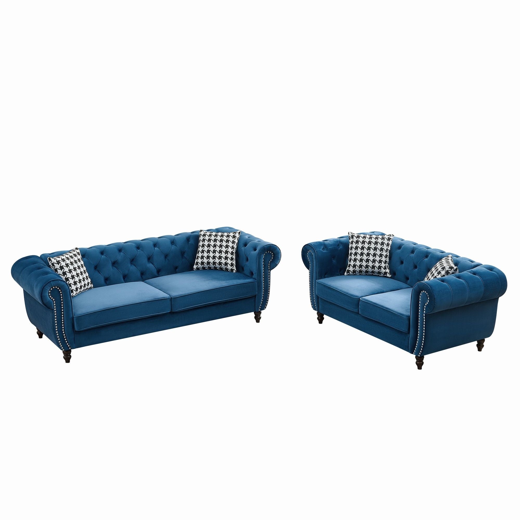 Chesterfield Set With Roll Armrest & Nailhead
