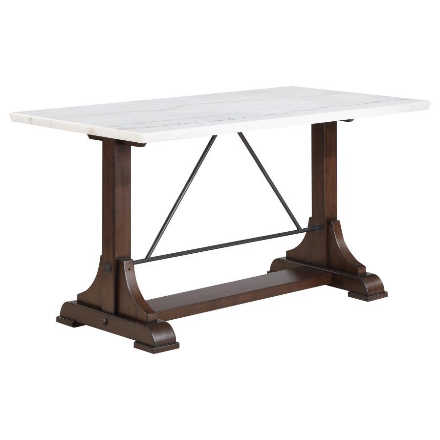 Coaster Fine Furniture Aldrich - 5-Piece Counter Height Dining Set Genuine - White Marble And Dark Brown | Meri Furniture