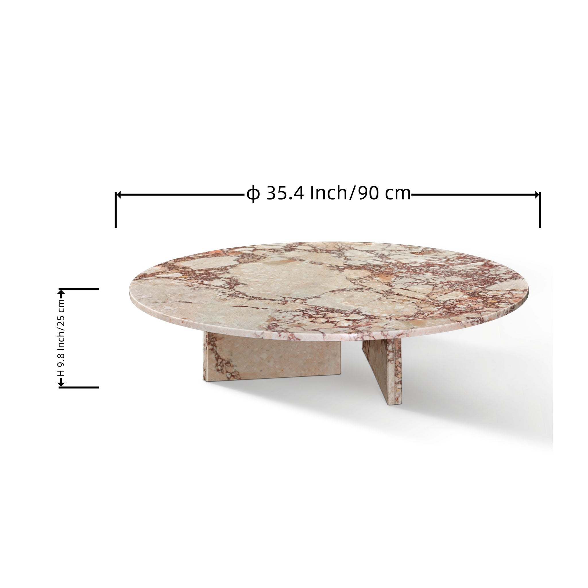 Coffee Table, Polished Surface, Genuine Stone, Designer Living Room Table - Pink