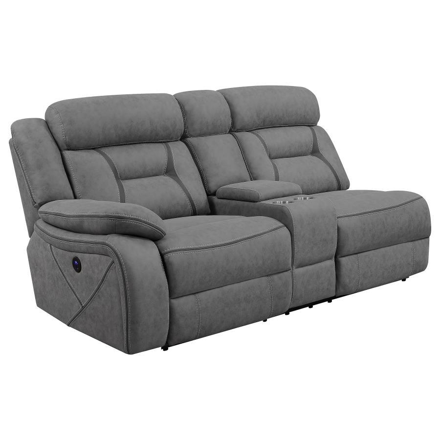 Higgins - Upholstered LAF Power Loveseat - Gray