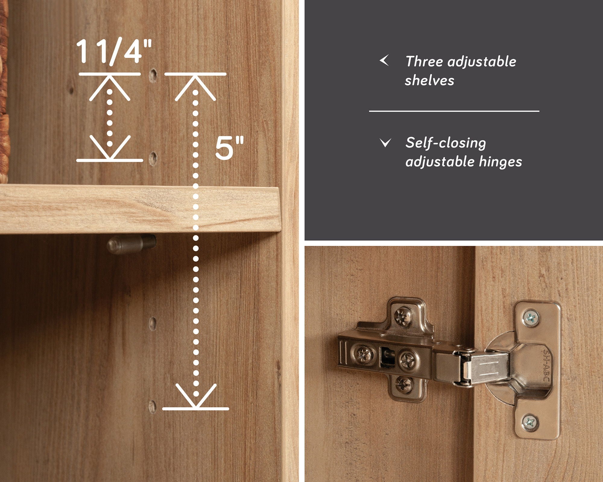 Wall Storage Bookcase in Khaki Pine