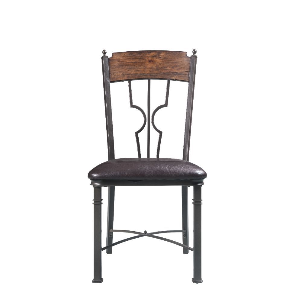 ACME Lynlee - Side Chair (Set of 2) - Espresso PU & Dark Bronze | Meri Furniture