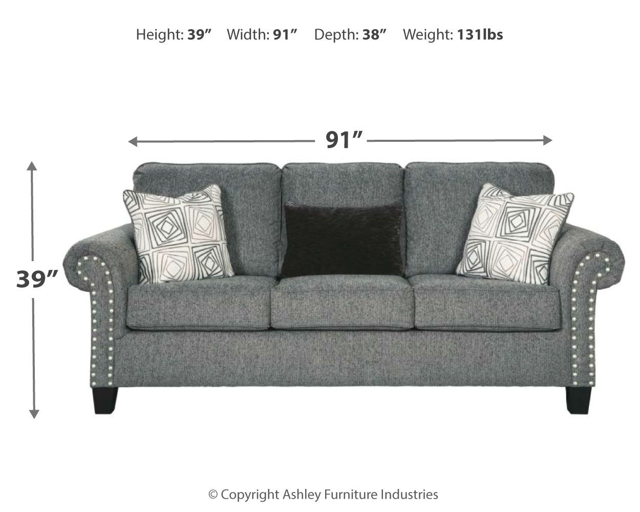 Ashley Furniture Agleno - Charcoal - Sofa | Meri Furniture