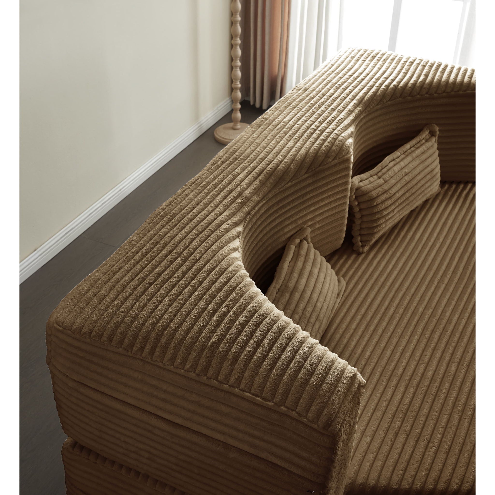 Floor Convertible Sleeper Sofa Bed With 2 Pillows