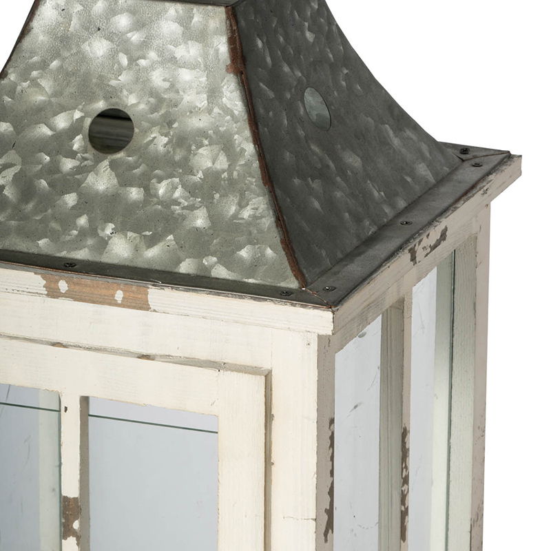 Wooden Candle Lantern Decorative, Hurricane Lantern Holder Decor For Indoor Outdoor, Home Garden - Ivory