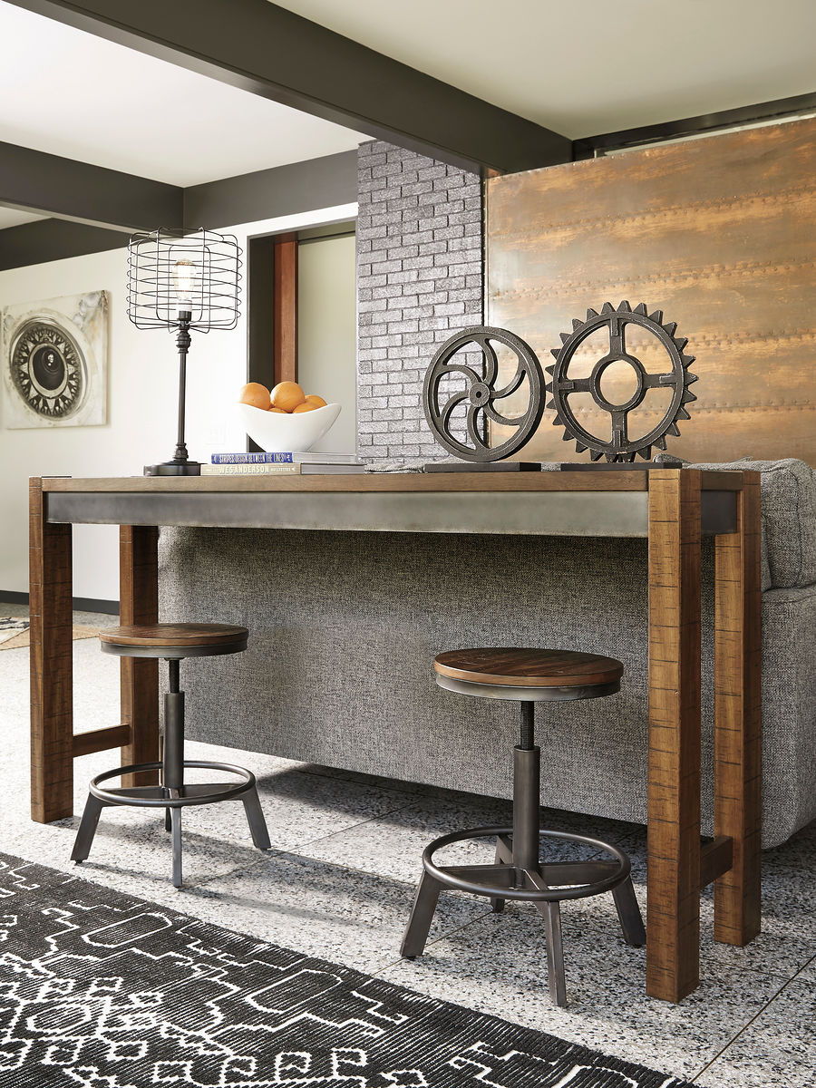 Signature Design by Ashley® Torjin - Dark Brown - 3 Pc. - Long Counter Table, 2 Stools | Meri Furniture
