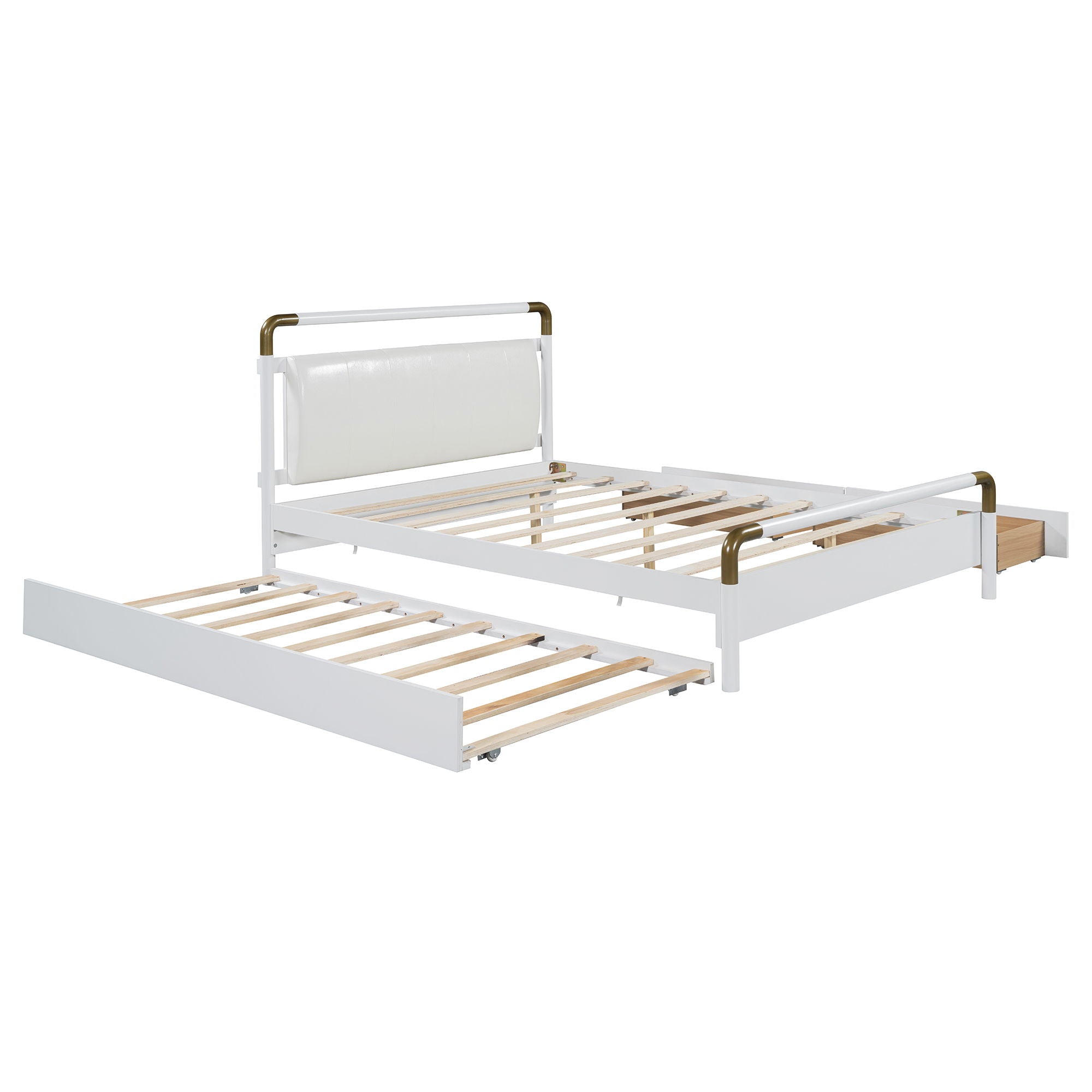 Storage Platform Bed, With 2 Big Drawers, Trundle