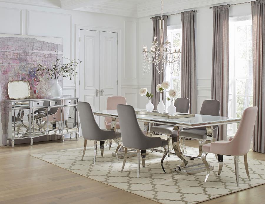Coaster Fine Furniture Antoine - Rectangle Glass Top Dining Table Set | Meri Furniture
