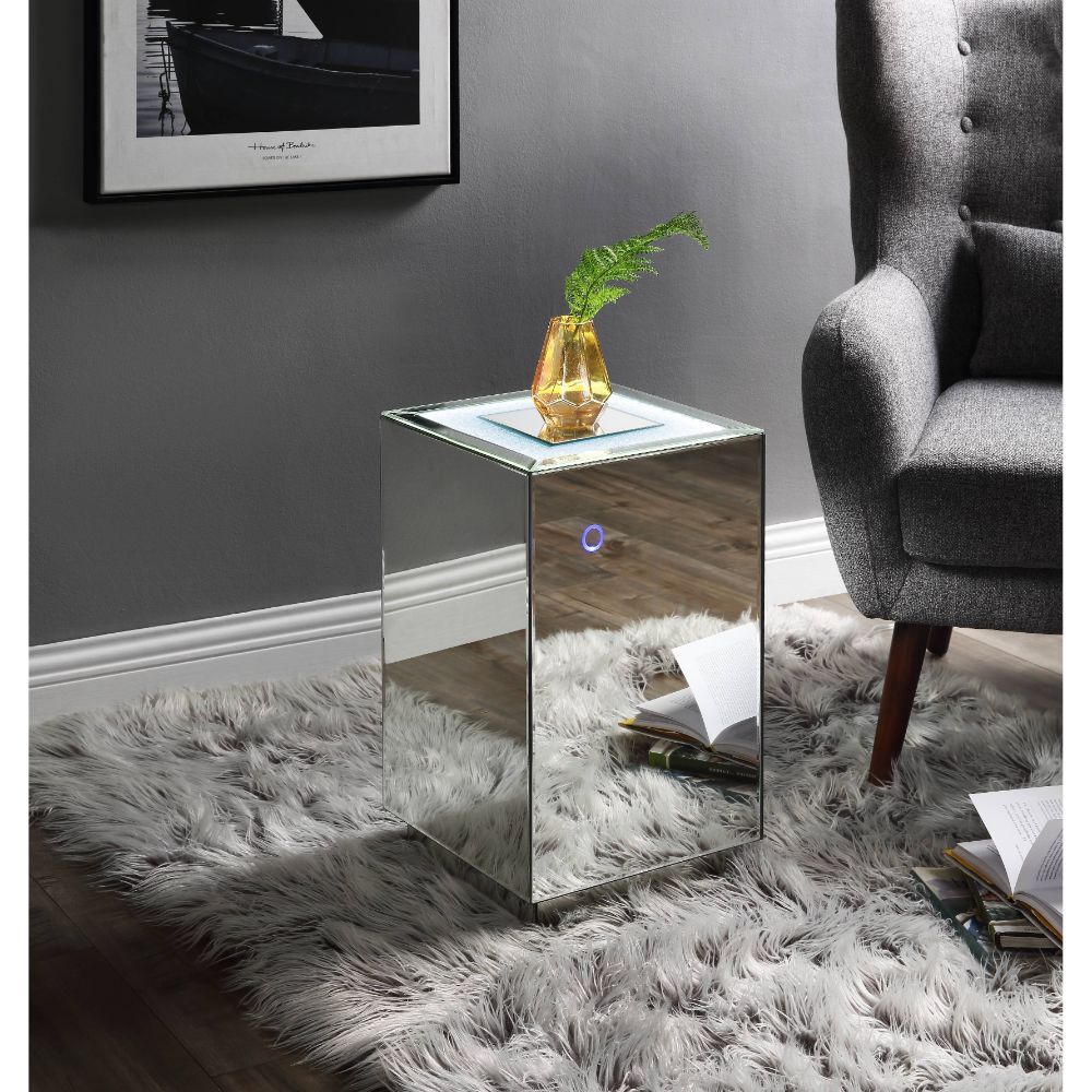 ACME Nyoka - Accent Table - Mirrored & Faux Gems | Meri Furniture