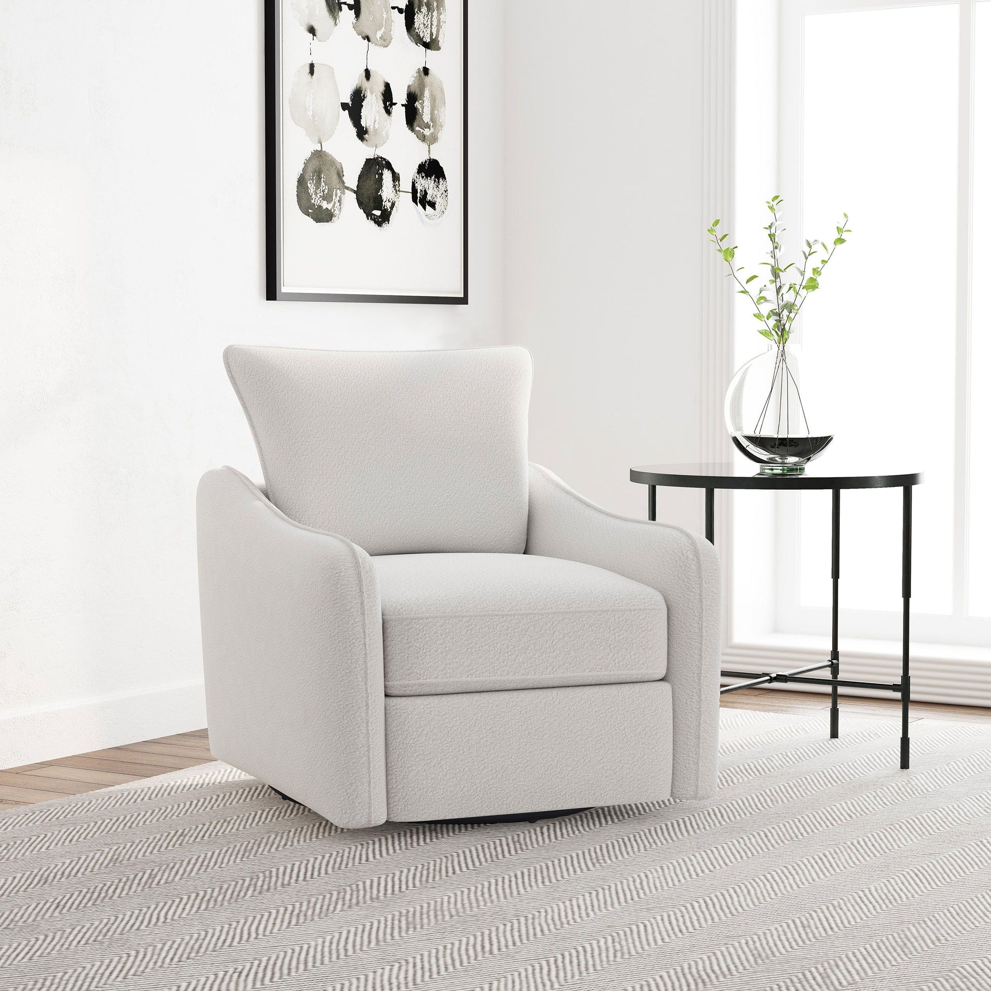 Coaster Fine Furniture Madia - Upholstered Sloped Arm Swivel Glider Chair - Vanilla | Meri Furniture