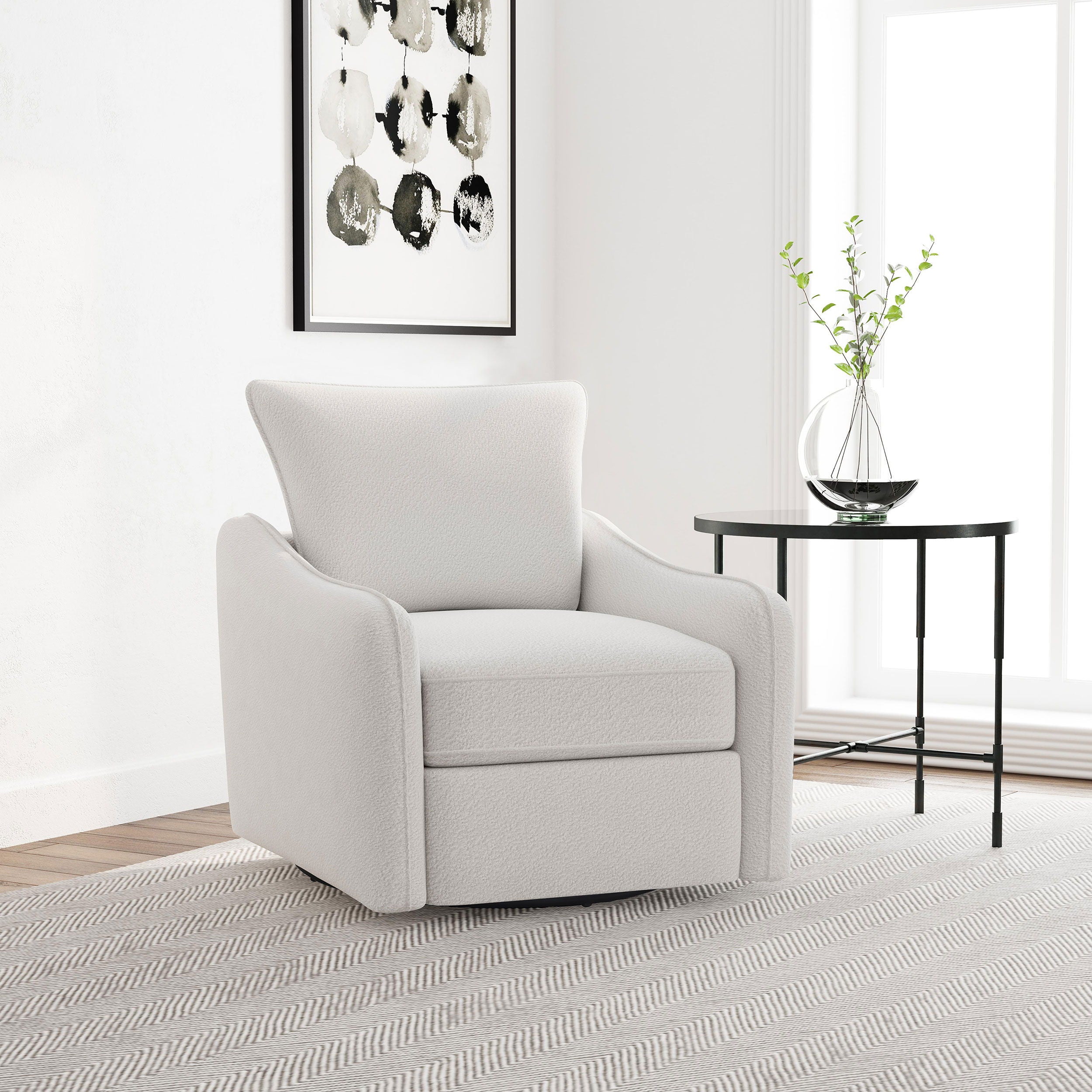 Coaster Fine Furniture Madia - Upholstered Sloped Arm Swivel Glider Chair - Vanilla | Meri Furniture