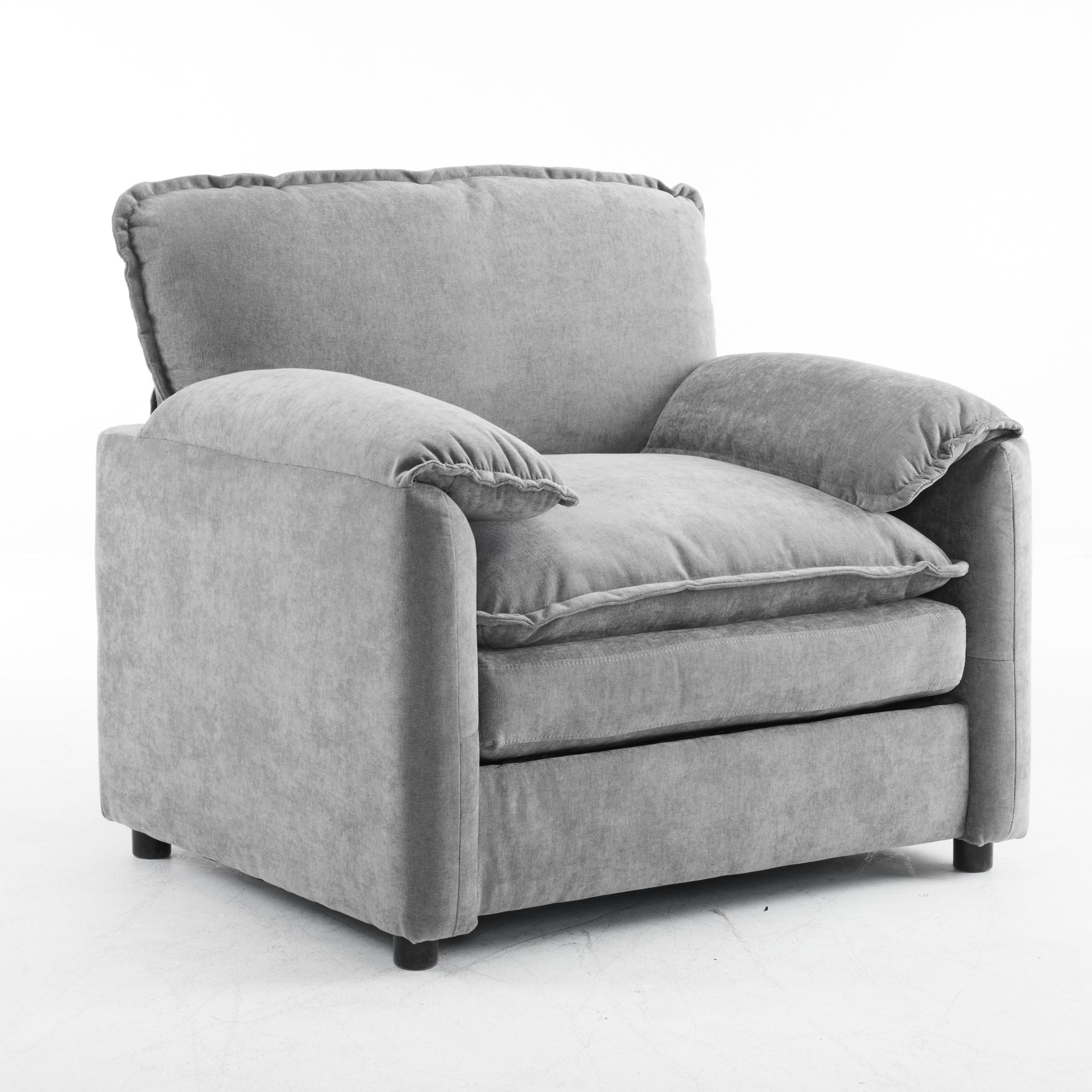 Oversized Reading Armchair With Thick Cushions, High Back Support