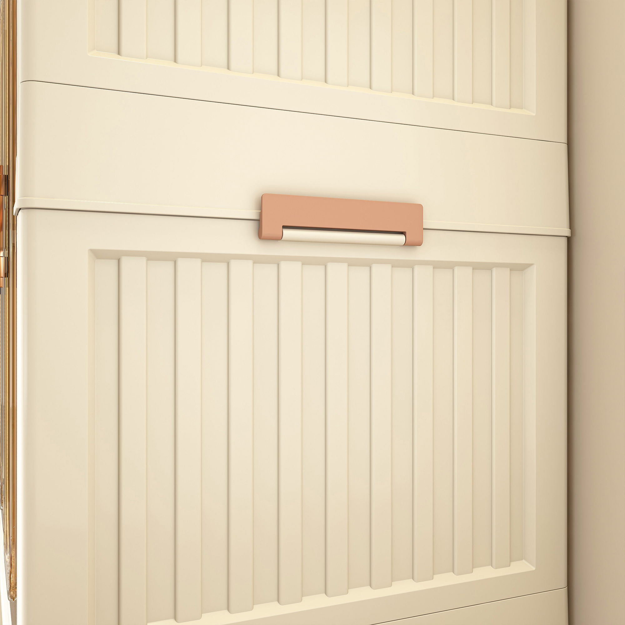 Portable Wardrobe Closet Storage Organizer With 9 Magnetic Doors - Cream White