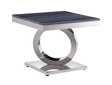 ACME Zasir - End Table - Gray Printed Faux Marble & Mirrored Silver Finish | Meri Furniture