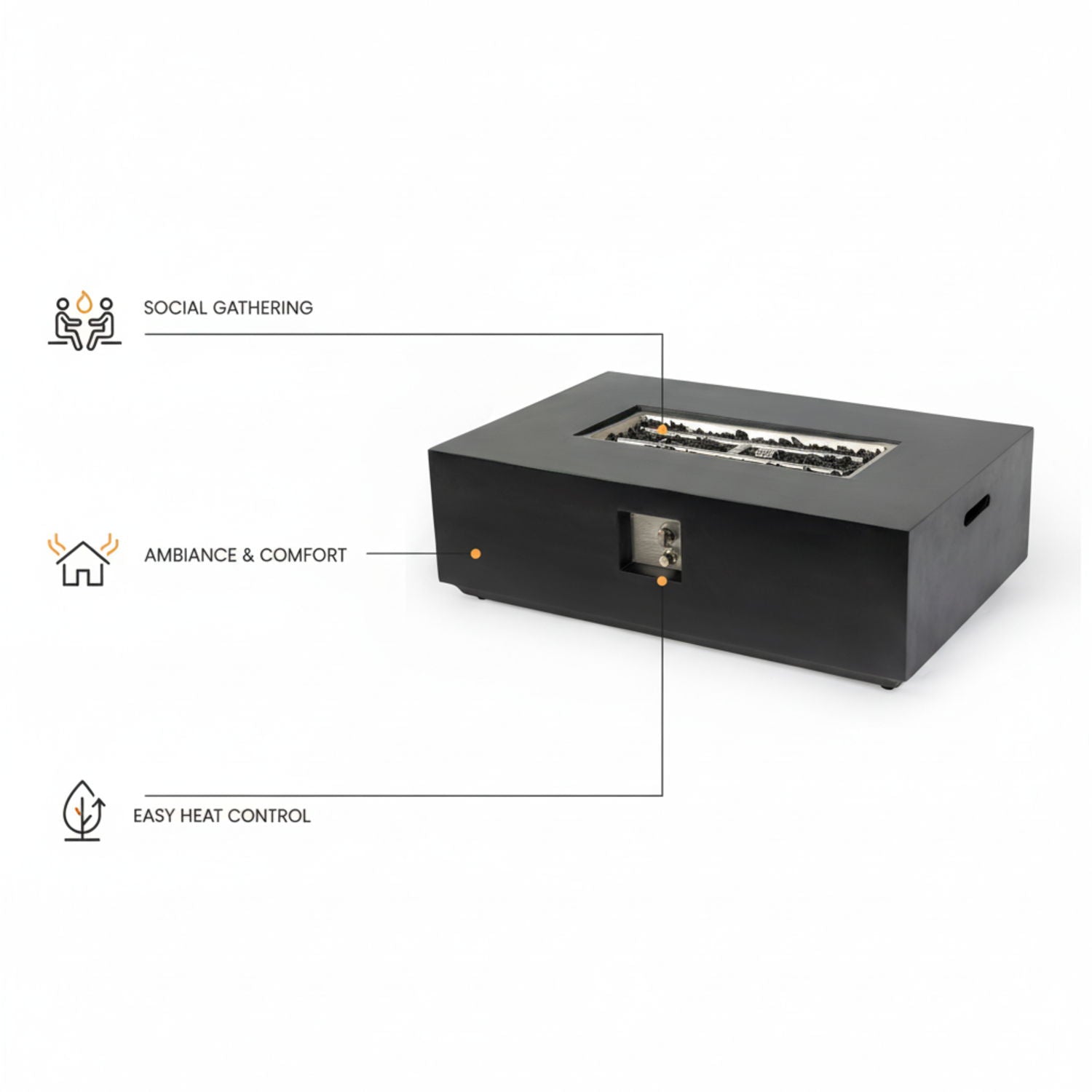 Propane / Natural Gas Fire Pit Table, 50,000 BTU - Charcoal